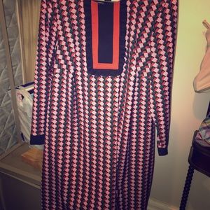 Printed Bib Long Sleeve Dress